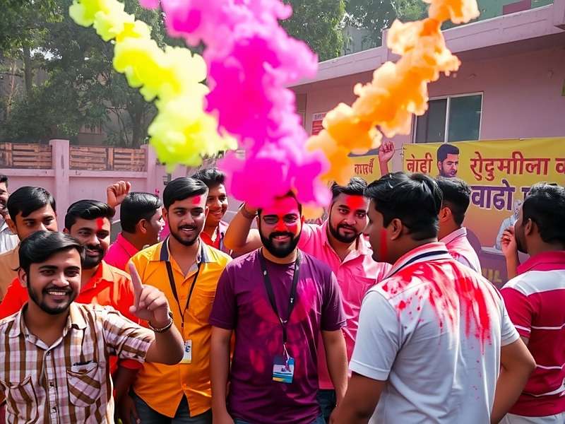 Vibrant Holi Race - Offline Meetup in Delhi Vibrant Holi Race offline meetup in Delhi with players celebrating Holi, competing in tournaments, and meeting developers